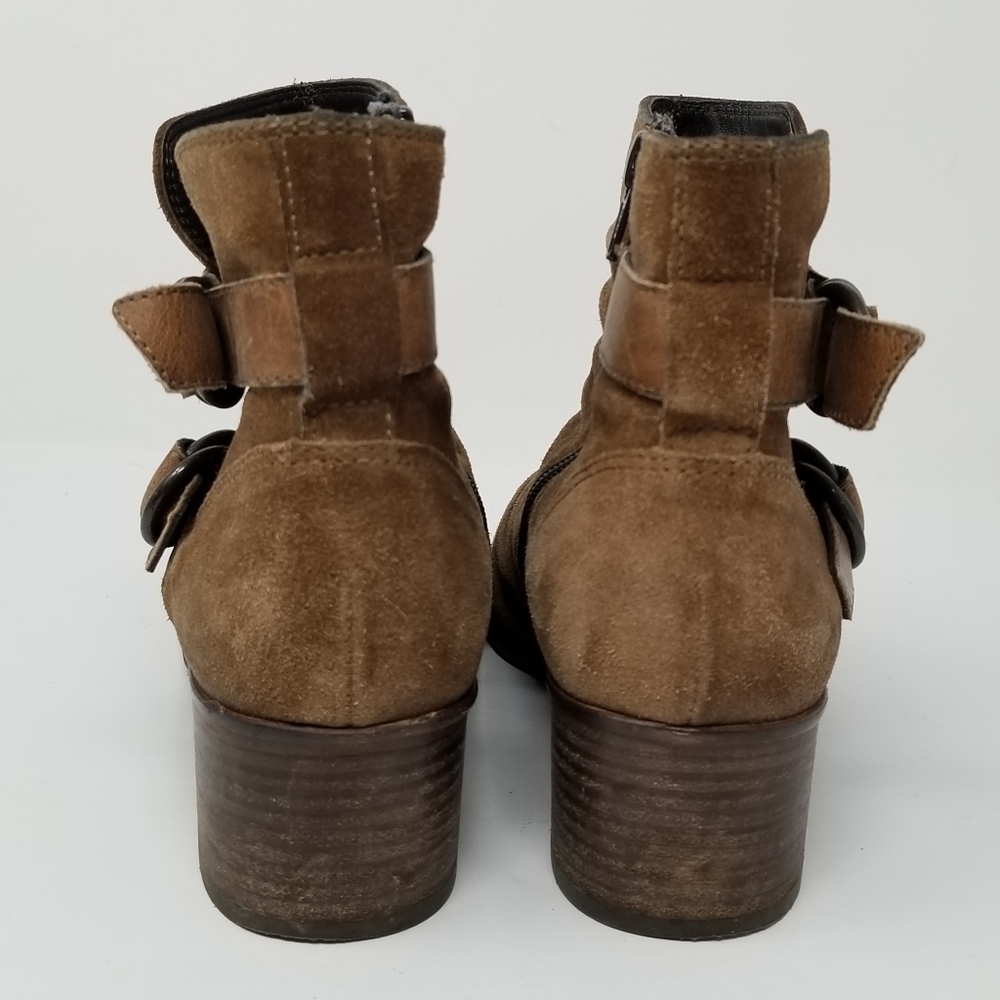 Paul Green Munchen Suede Ankle Suede Ankle Boot Buckle Block Heel Leather Sz 6 - Picture 12 of 16